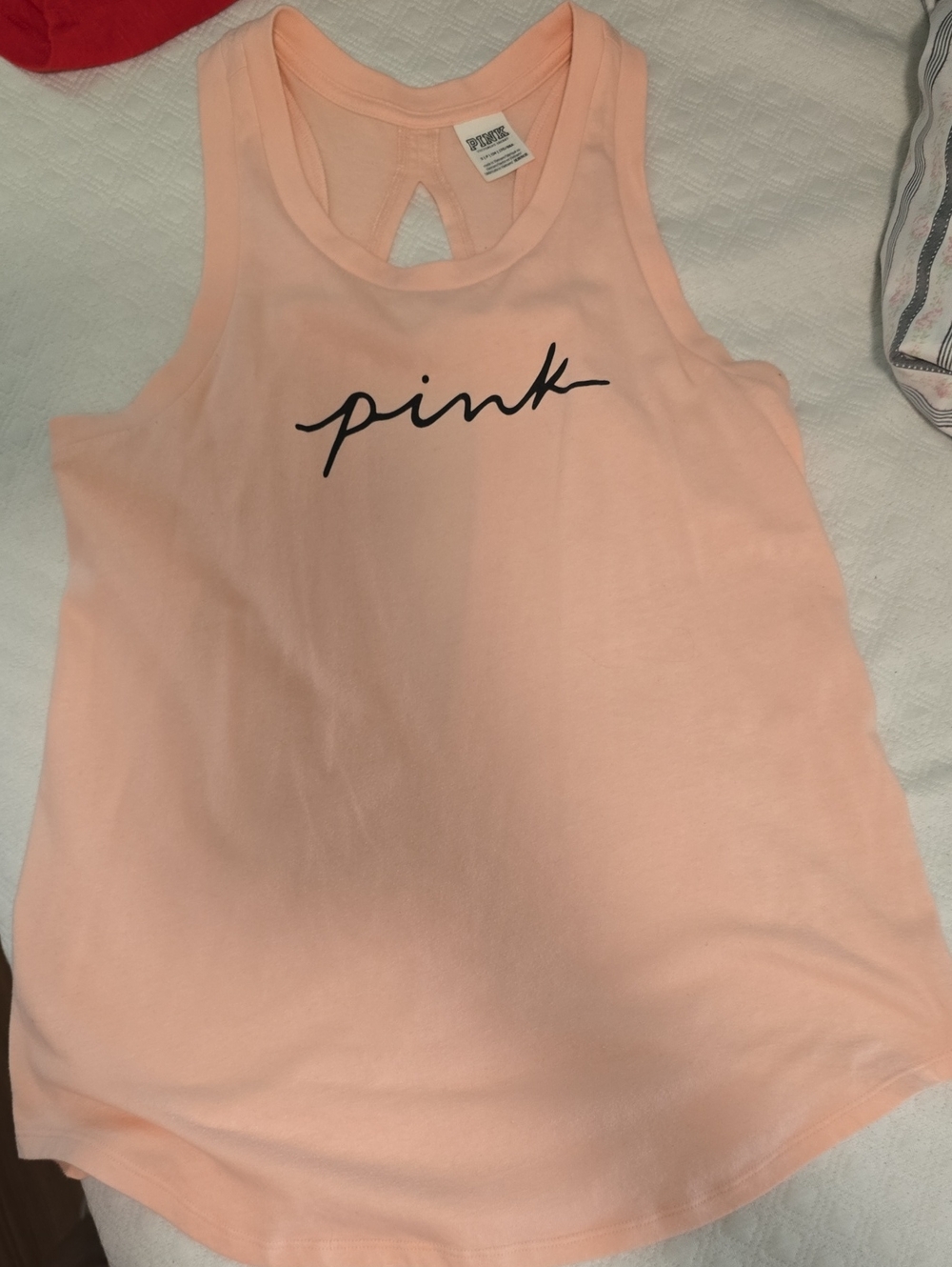 PINK Victoria's Secret Women’s Peach Script Logo Tank Top
